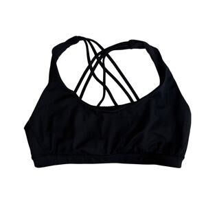 Victoria's Secret VSX Sz L Black Lightweight Silky Strappy Sports Bra | EUC